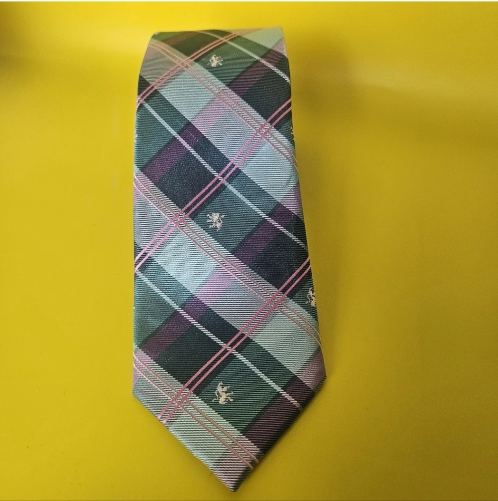 Egara Designer Multicolored  Business Preppy Animal Print 100% Silk Tie